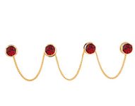 VAMA Original Round Gold Plated Kurta Buttons Studs Cufflinks With Chain for Men & Women (Red Kurta Buttons For Men)