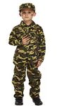 Henbrandt ARMY BOY KIDS SOLDIER CAMOUFLAGE FANCY DRESS COSTUME OUTFIT BULLET BELT DOG TAG (7-9 Years, Army Costume Only)