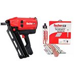 fischer 560041 FGW 90F Gas Framing Nailer, Nail Gun, Red & Black & Nail Fuel Pack 51x2.8mm Ring Galv, 534703, Metal