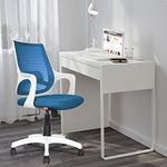 ROSE® Mono Mesh Mid-Back Ergonomic Office Chair | Study Chair | Revolving Chair | Computer Chair | Work from Home (White & Blue)