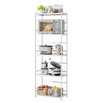 NETEL Expandable Microwave Shelf, 5 Tier Kitchen Storage Unit, Bakers Rack, Space-Saving Shelves Organizer for Pantry, Laundry, Kitchen, 32.5 D x 39-63 W x 154.5 H White shelves