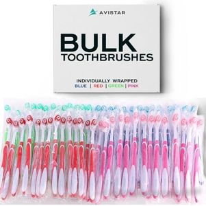 Avistar Bulk Toothbrushes Pack - 148 Individually Wrapped for Travel, Hotels, Relief Missions, and Donations - Disposable Toothbrush Pack Adults and Kids - Red, Blue, Green, Pink