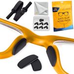 Eyeglass Nose Pads Anti Slip - 6 Pairs Ultra Thin 1mm Silicone Nose Pads for Glasses - Soft Stick On Nose Cushions (Black Black)