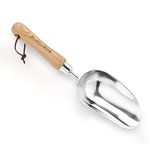 Garden Loose Soil Scoop, Stainless Steel Hand Shovel Spade with Wood Handle Multi Function Gardening Trowel Spoons for Transplanting, Digging, Planting, Cultivation