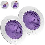 Hibbent 2 Pack Universal 3 in 1 Kitchen Sink Drain Strainer with Sink Stopper, Chrome Stainless Steel Wraped Shell, Anti-Clogging Basket Strainer with Handle, Fit for US Standard 3-1/2" Drain, Purple