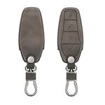 kwmobile Car Key Cover Compatible with BYD Atto 3 / Han/Tang/Dolphin/Yuan/Seal - Synthetic Nubuck Leather Fob Cover - Grey