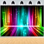 ASOONYUM 7x5ft Let's Glow Crazy Backdrop for Music Disco Dance Rainbow Neon Birthday Party Decorations Background for Photography Teen Girls Boys Adults Photo Booth Studio Prop Vinyl Banner Wall Decor