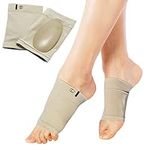 Arch Support Sleeves Compression Arch Support Plantar Fasciitis Relief Brace with Gel Pad Inside Metatarsal Foot Arch Supports for Flat Feet Arch and Foot Pain - Men Women (1 Pair Beige)