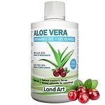 Pure Aloe Vera Drinkable Gel Cranberry Flavor 500ml - for Heartburn Relief & Acid Reflux - Cold-Processed - from Organic Fresh Leaves - Made in Canada