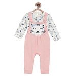 Mini Klub Baby Round Neck Full Sleeve Full Length Knitted Cotton Pink Color Dungaree Set, Pack of 2 (6-9M)