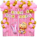 Party Propz Welcome Home Baby Girl Decoration- 45Pcs Its a girl decoration items | Naming Ceremony Decoration Kit | Welcome Home Baby Decoration | Welcome Baby Girl Banner (cardstock)