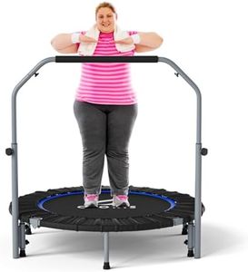 CLORIS 40'' Foldable Fitness Trampoline - Max Load 400lbs, Rebounder with Adjustable Foam Handle Indoor/Outdoor Fitness Body Exercise (40'' Blue-2)