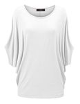 Made By Johnny Women's Scoop Neck Half Sleeve Batwing Dolman Top - Plus Size, Wt1073_white, Medium