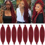 24 Inch Pre-Separated Springy Afro Twist Hair 8 Packs Wine Red Spring Twist For Butterfly Soft Locs Synthetic Crochet Braiding For Black Women Marley Twist Crochet Braids Hair Extension BUG#