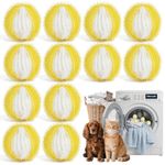 12PCS Pet Hair Remover for Laundry,Laundry Balls,Reusable Lint Catcher Washing Machines Animal Fur Clothes Hamper Hair Remover for Laundry Bedding Clothes(12,Yellow and White)
