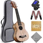 Ranch Soprano Ukulele 21 inch Professional Learn to Play Beginner ukelele with 12 Online Lessons ukalalee Starter Instrument Kit Ukele Bundle Gig bag, Tuner, Strap, Aquila String Set - Matte