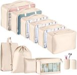 Packing Cubes,COSANSYS 11 PCS Packing Cubes Travel Luggage Organizers Bag Waterproof Travel Essentials Bag Clothes Shoes Storage Bags（Beige）