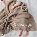 OAHEDIAM Baby Blanket, Personalized Embroidered Baby Name Blanket, Custom Knit Baby Blanket, Embroidered Name Nursery Blanket, Newborn Baby Gifts, Gifts for Baby Boy, Baby Girl, Birthday, Christmas