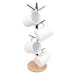 simesove Drying Storage Rack Holder Home Storage Mug Hooks Multipurpose Display Stand Metal Tree Shape Mug Coffee Cups Stand with 8 Hooks (Bamboo Base)