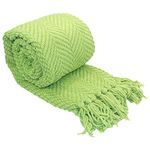 BNF Home Knitted Tweed Throw Couch Cover Blanket, 50 by 60", Lettuce Green