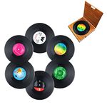 Miaoo 6PCS Retro CD Record Vinyl Coasters Drink Cup Mat