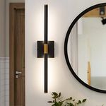 Faziyo Bathroom Vanity Light Fixtures Over Mirror Dimmable Black Gold 24 inch LED Vanity Lights 4000K Morden Wall Sconce Picture Lights for Paintings