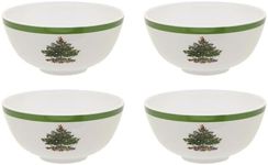Spode Christmas Tree 6-Inch Melamine Bowls - Set of 4 Festive Bowls for Soup, Dessert, Holiday Dishes - Durable, Dishwasher Safe - Versatile Tableware for Indoor, Outdoor Christmas Gatherings