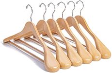 Evolluxi® Hanger Multi Functional Solid Wooden Suit Hangers, Coat Hangers,Suit Hanger,Jacket Hanger,Dress Hanger,Trouser Hanger,Pants Hanger,Blazer Hanger Beige Finish (12)