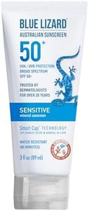 Blue Lizard SENSITIVE Mineral Sunscreen with Zinc Oxide, SPF 50+, Water Resistant, UVA/UVB Protection with Smart Cap Technology - Fragrance Free, 3 oz. Tube