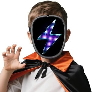 ORWINE Halloween LED Mask for Kids, Light Up Masks with Gesture Sensing, Halloween Masks LED Lighted Face Transforming Mask for halloween Costume Cosplay Party Birthday Gifts for Teen Boys Girls