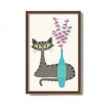 Grey Tabby Cat Lover poster, Pink F