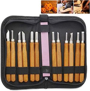 ONDIAN CHUNCIN - 13Pcs Wood Carving Set with Whetstone, Wood Carving Hand Chisel Tool Set for Beginners & Professions, Wood Fruit DIY Carving Sculpture Wax Carving with Whetstone and Storage Bag