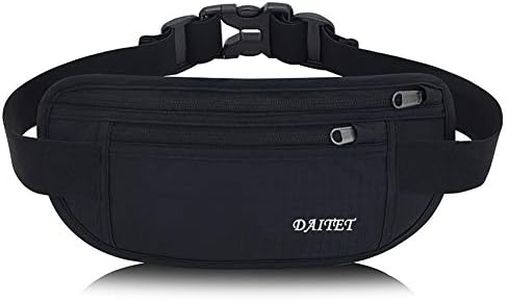 DAITET Running Belt Waist Pack, Fanny Pack for Men&Women, Travel Money Belt, Waterproof Waist Bag, Adjustable Workout Belt Fits All Phone (Pure Black)