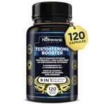 New! Nutravonic Testosterone Booster for Men - Tribulus Terrestris, Tongkat Ali, Maca, Panax Ginseng, Horny Goat Weed, DIM, Siberian Ginseng, Ginkgo Biloba, Velvet Bean. Formulated To Enhance Physical Performance & Promote Testosterone Production. 9 in 1 QCE: 10760 mg of Quality Ingredients. Natural Testosterone Supplements for Men. 120 Easy To Swallow Capsules