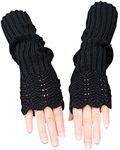 Novawo Women Arm Warmers Warm Knitted Long Gloves Winter Fashion Gloves