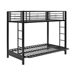 Walker Edison Twin-Over-Futon Convertible Couch with Metal Frame and Ladder Bunk Bed, Black