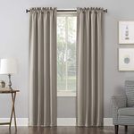 Sun Zero Easton Energy Saving Blackout Rod Pocket Curtain Panel, 40" x 84", Stone