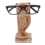 Eximious India Gift for Men Women Animal Glasses Spectacle Holder Stand for Desk Owl Design Eye Retainers Wooden Home and Office Desk Organizer for Kids Him Her Mom Dad (White)