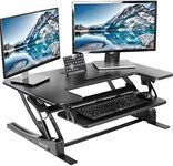 VIVO 36 inch Height Adjustable Stand Up Desk Converter, V Series, Quick Sit to Stand Tabletop Dual Monitor Riser Workstation, Black, DESK-V000V