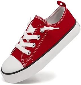 Boys Girls Cushioned Canvas Shoes Slip On Sneakers Soft and Durable Red