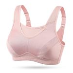 WingsLove Women's Sports Bra Full Coverage High Impact Wirefree Workout Non Padded Shock Absorber Ultimate Run Bra Plus Size(Pink，34G)