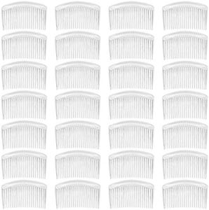 28 Pack Clear White Small Plastic Hair Side Comb With Long Teeth Hairpins Grips Barrettes Clamps Bows for Women Bridal Wedding Veil Decorative Headpiece French Twist Updo Bun Accessories