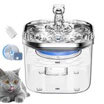 LKUWEE Cat Water Fountain 67oz/2L, Stainless Steel Plate Cat Fountain, Ultra-Quiet Water Fountain Indoor Cat, Circulating Water Filtration, Automatic Drinking Water Dispenser for Cats and Dogs