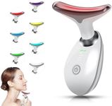 Yolopim Neck Face Massager, 7 Color Face Neck Massager for Skin Care Routine at Home, Facial Massager with Non-Slip Design, White