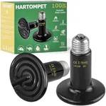HARTOMPET 100W Ceramic Heat Emitter - Black Reptile Heat Bulb - No Light Infrared Reptile Heat Lamp for Lizards, Dogs, Cats - Ideal for Terrariums and Pet Brooder Coop Heating - Black