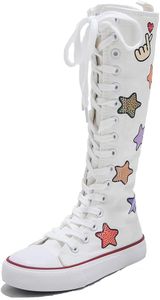 Boys and Girls High Top Children's Canvas Shoes Fashion Street Dance White Campus Shoe Outdoor Leisure Sneakers Shoes (White, Big Kid, Women, 3.5, Numeric, US Footwear Size System, Narrow)
