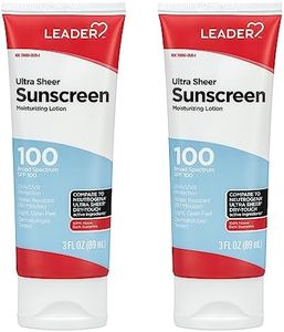 LEADER Travel Sunscreen SPF 100+, Ultra Sheer Dry-Touch Water Resistant and Non-Greasy Lotion with Broad Spectrum SPF 100+, 3 Fl Oz (2 Pack)