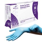 MediHands Nitrile Gloves Medium, Blue Heavy Duty Disposable Gloves, Powder Free, Latex Free, and Protein Free, Medical, Food, Multi Use, Pack of 100