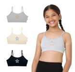 YouGotPlanB Training Bra | Starry Design | Cotton Blend | Non-Padded | Wire Free | Adjustable Straps | Beginners Bra for Girls | 10-12 Years | Combo Pack of 3