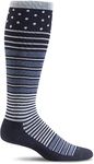 Sockwell Women's Twister Graduated Compression Socks-Ideal for-Travel-Sports-Nurses-Pregnancy-Reduces Swelling, Navy, Small/Medium